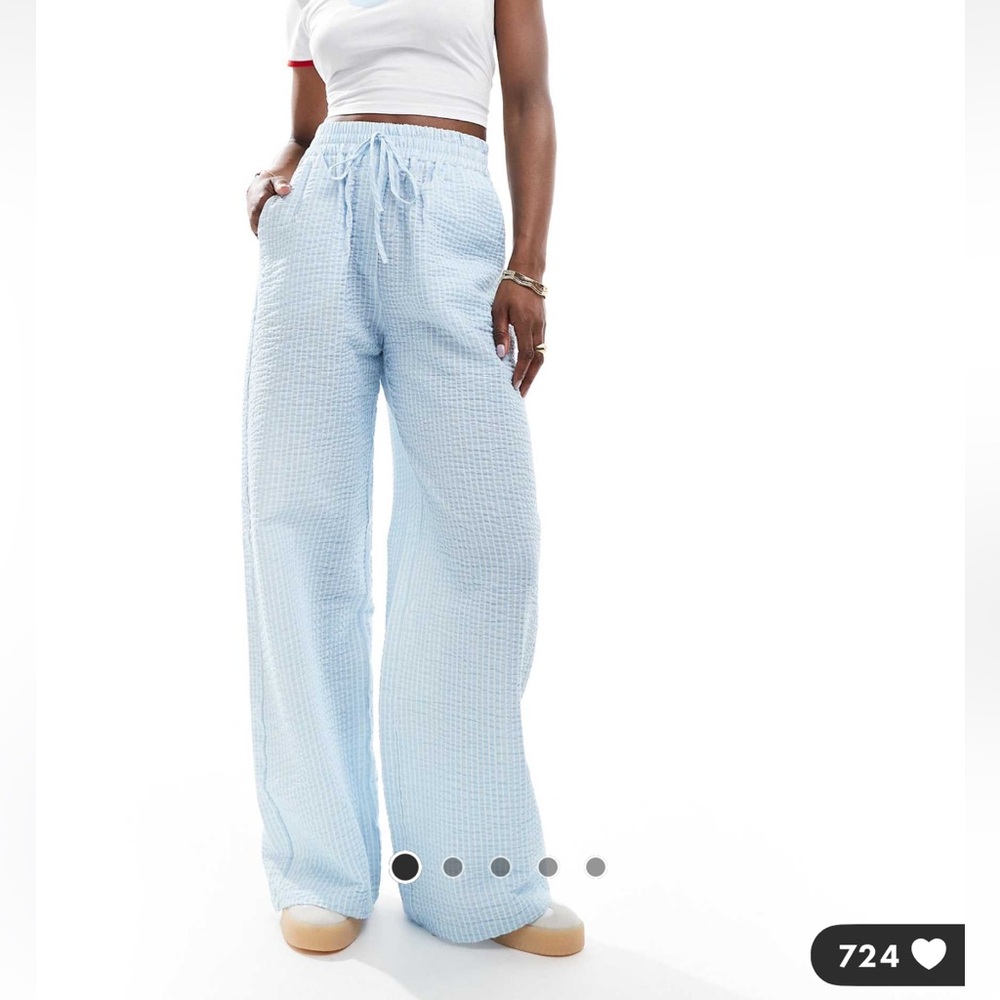 NWNT Light Blue Striped Textured Wide-Leg Pants